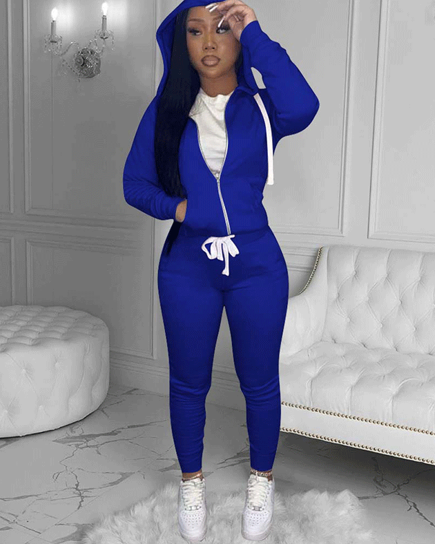 Never Basic - 2PC Sweatsuit Blue