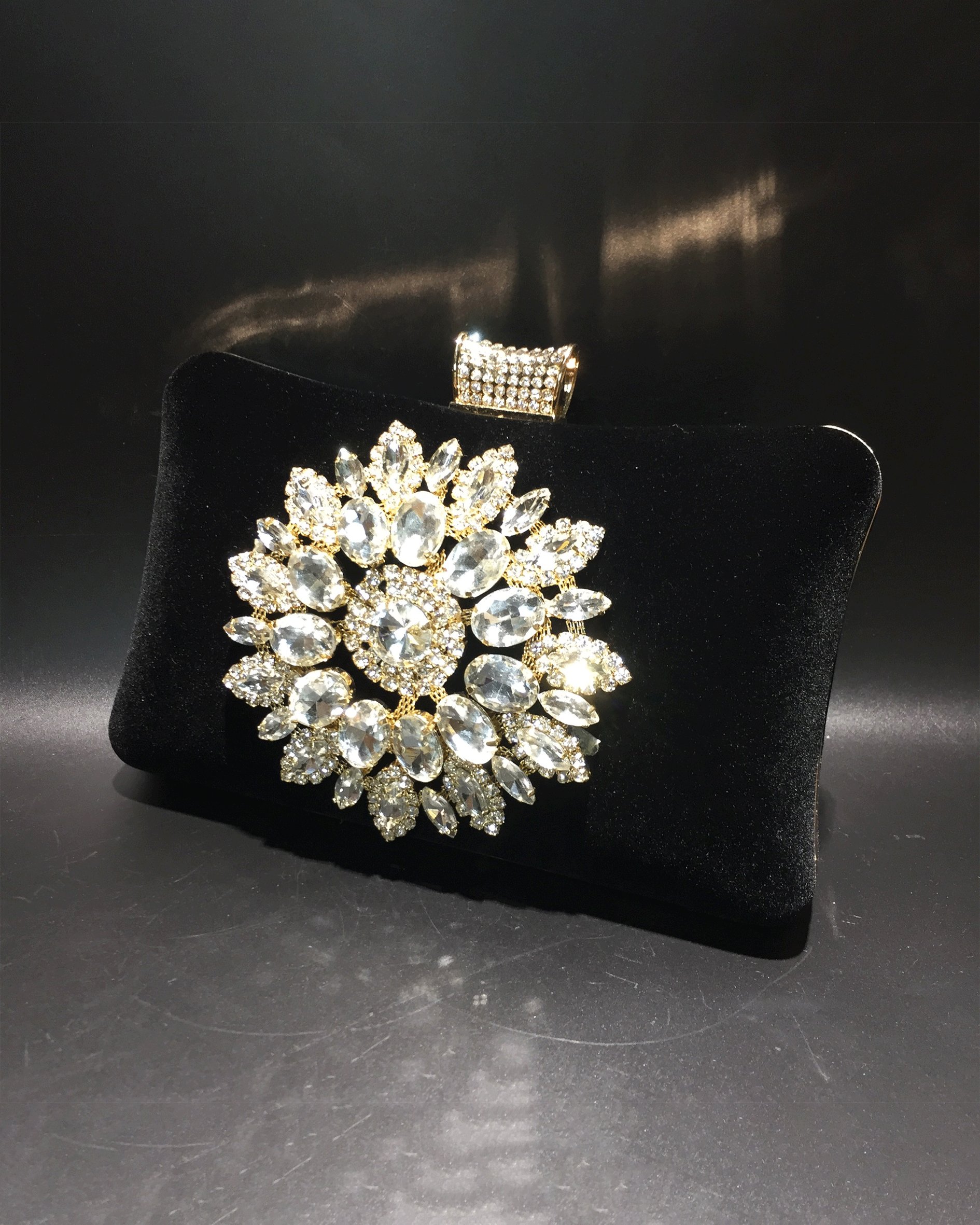 Austria Rhinestones Evening Handbags Black