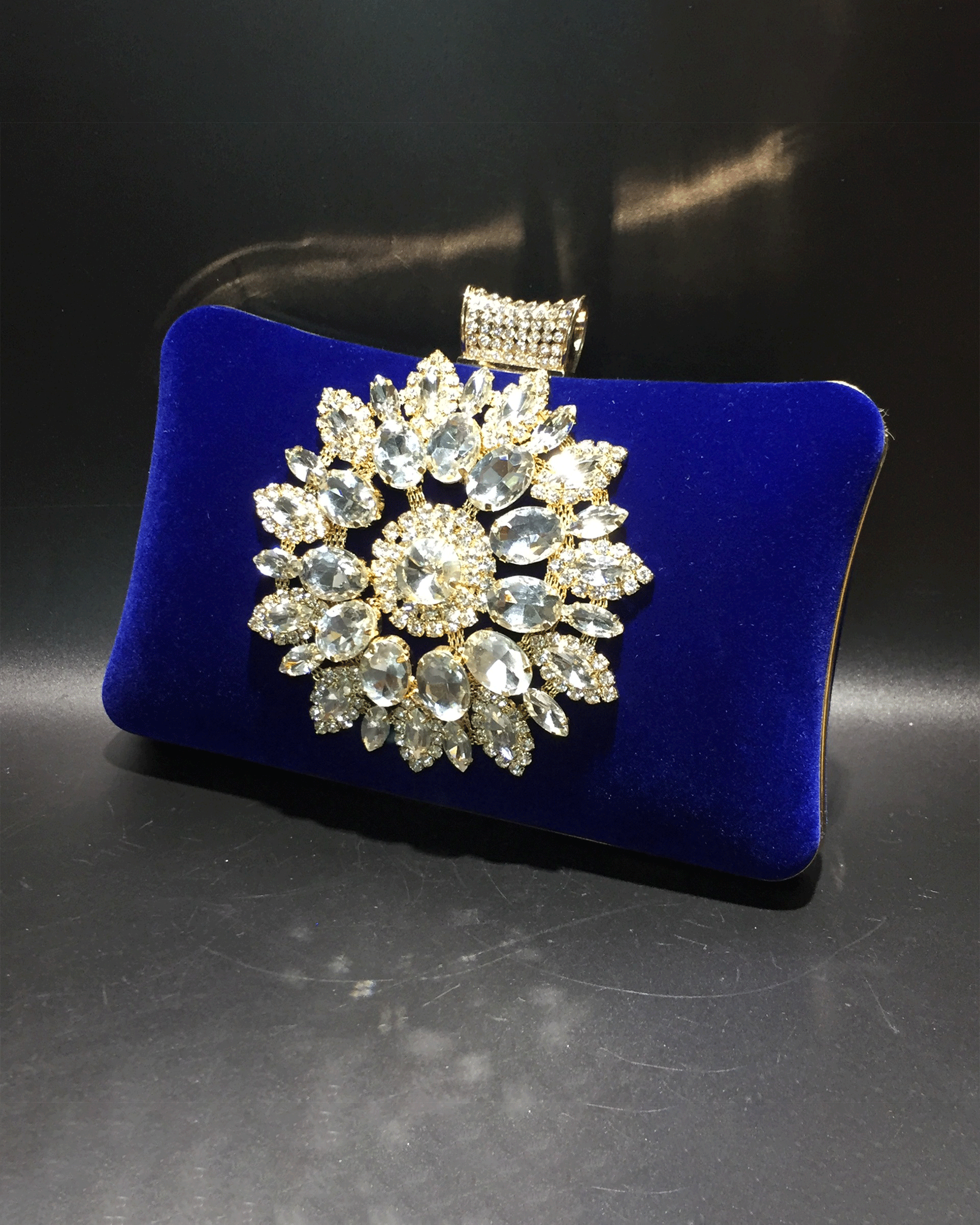 Austria Rhinestones Evening Handbags Blue