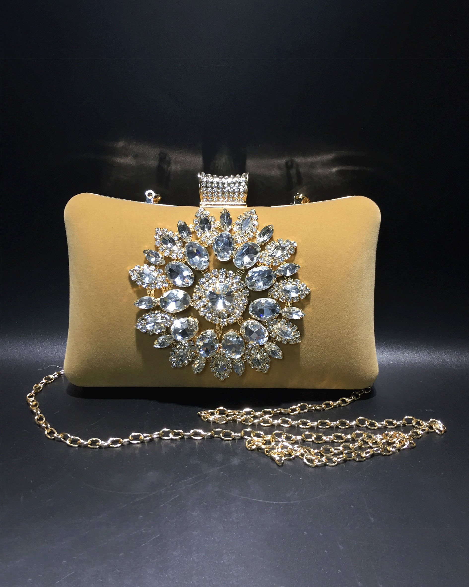 Austria Rhinestones Evening Handbags Apricot