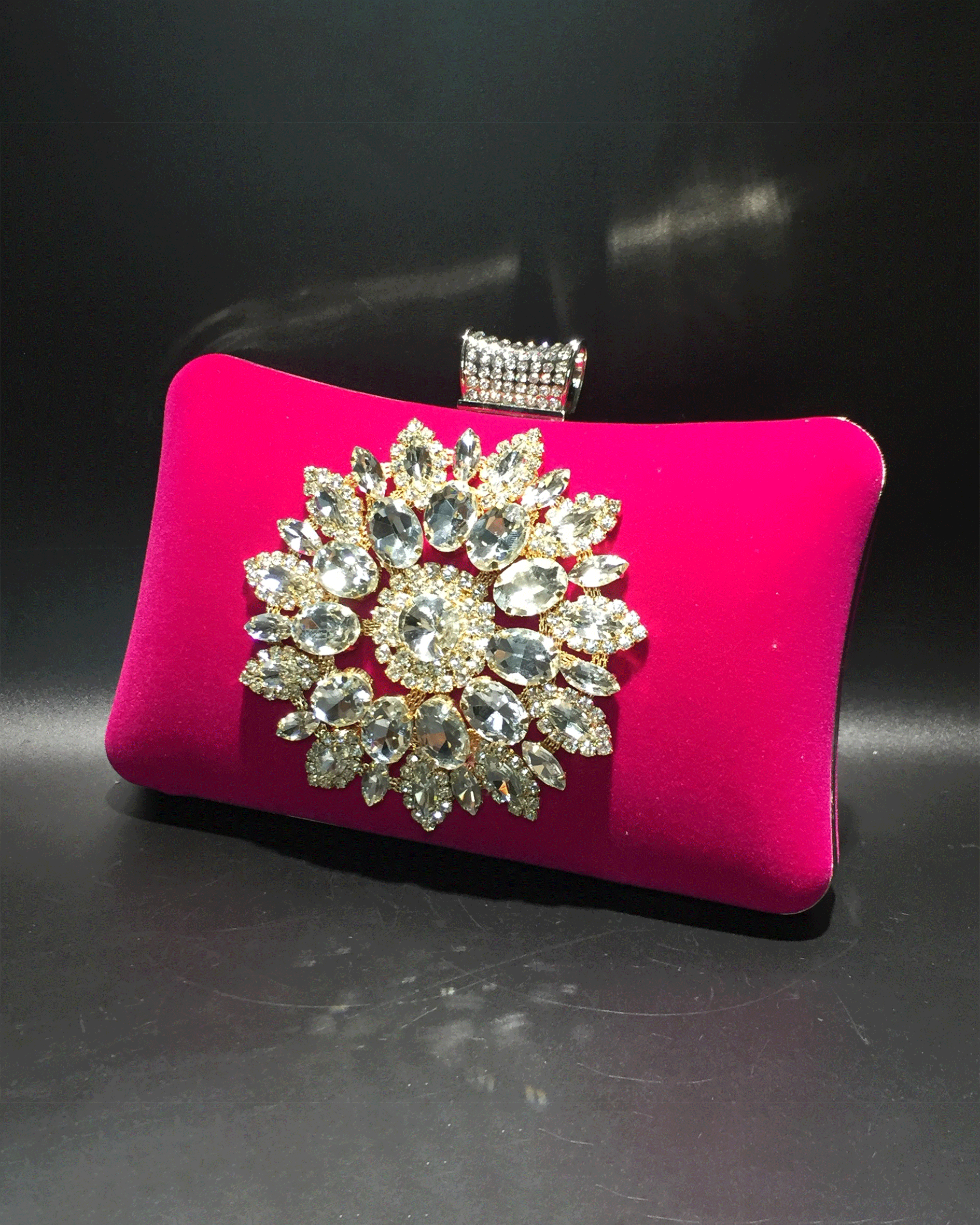 Austria Rhinestones Evening Handbags Rose Red