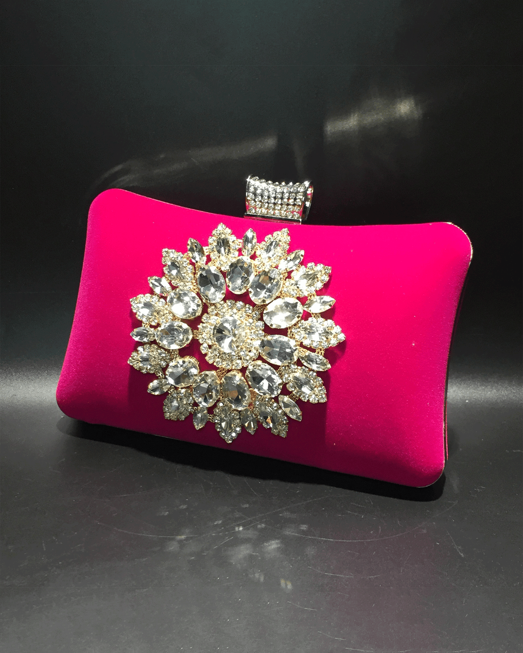 Austria Rhinestones Evening Handbags Rose Red