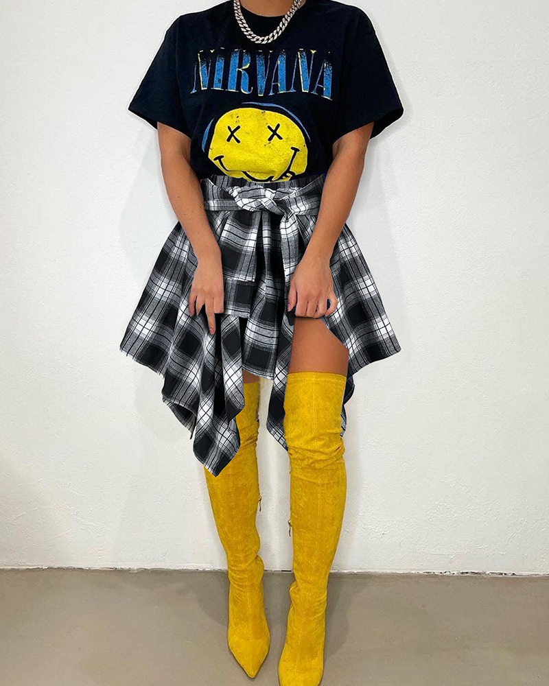 Tiffany Plaid Skirt BlackWhite