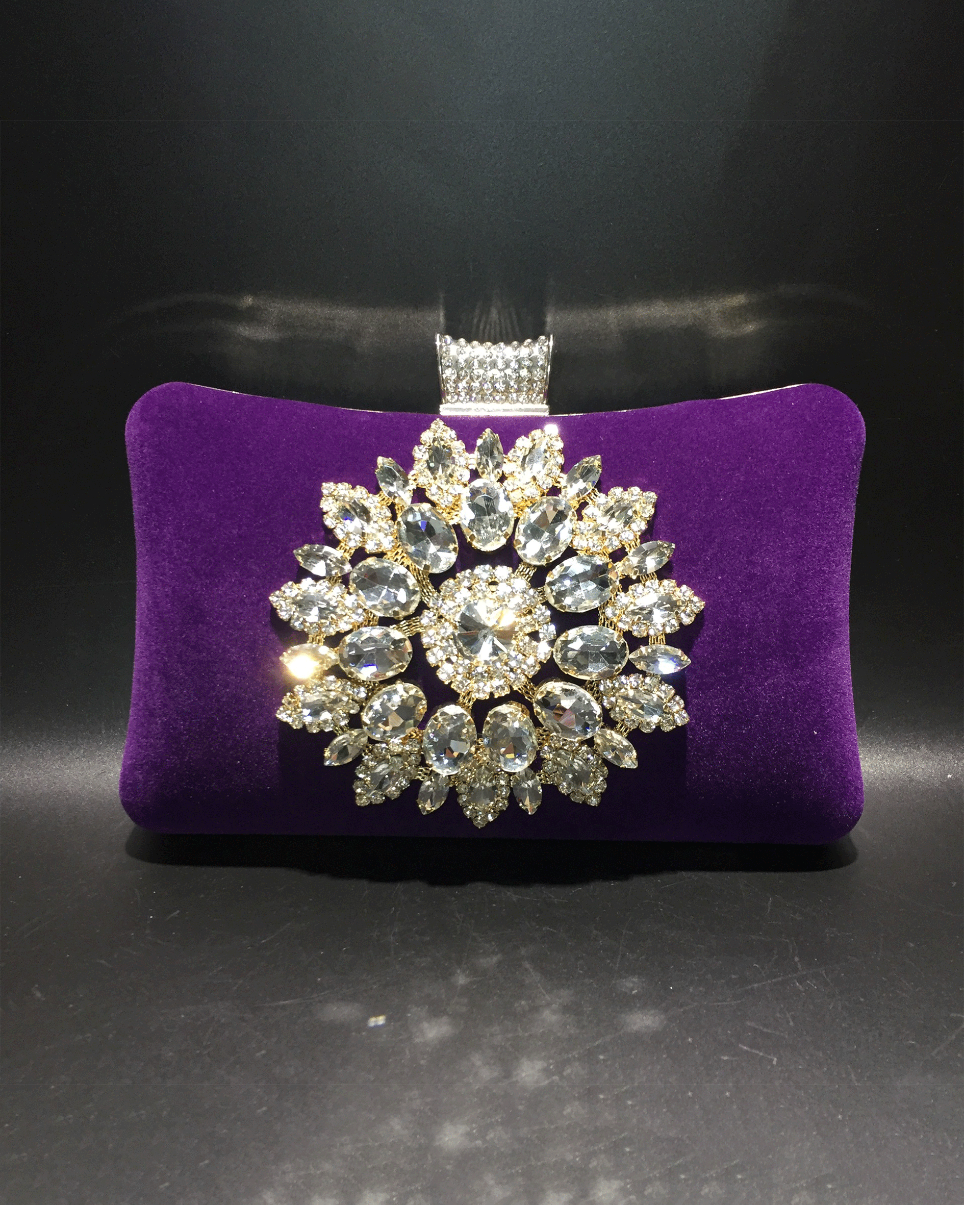 Austria Rhinestones Evening Handbags Purple