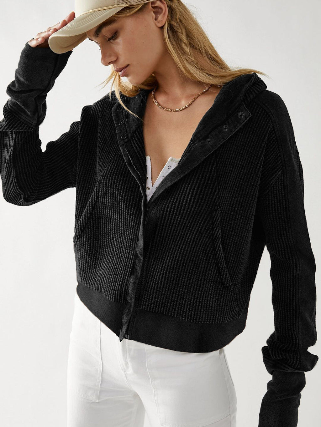 Patchwork Zipper Hoodie