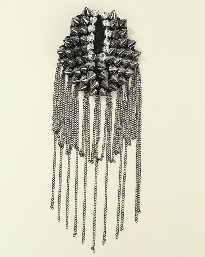 Diamonds Tassel Shoulder Boat Brooches Gunmetal