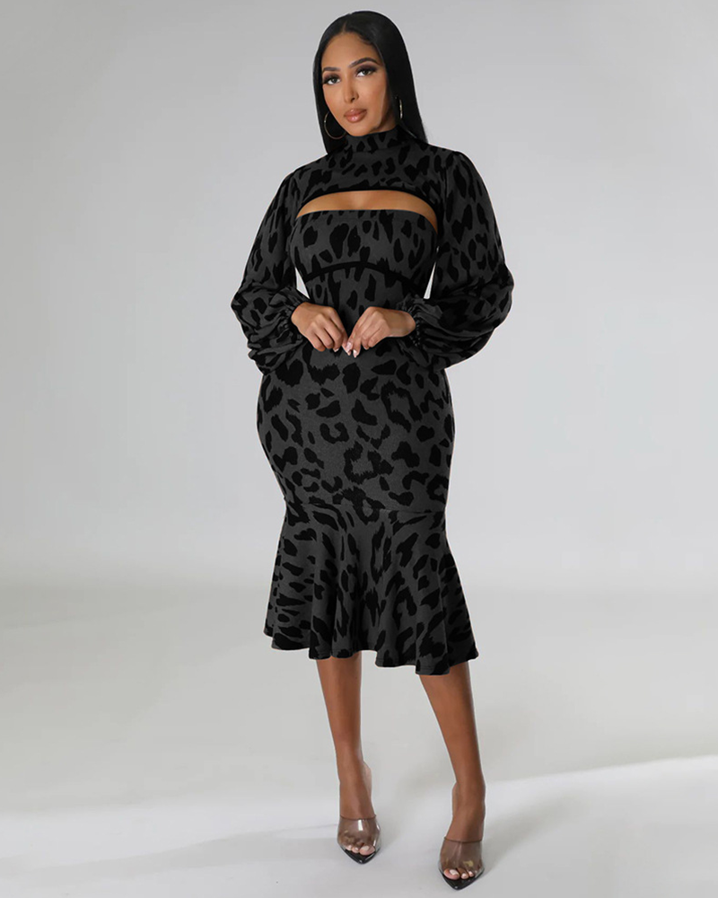 Nia Mermaid Dress Set Black