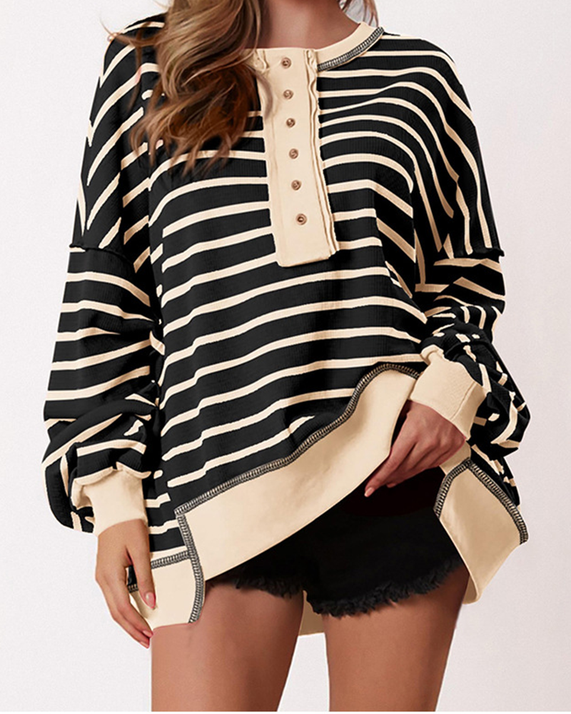 Parisian Stripe V-Neck Pullover