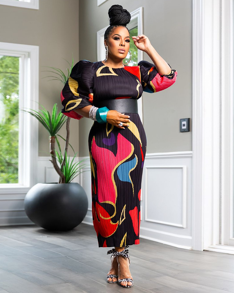 Twirl in Color Pleated Dress One size fits up to 3XL Red