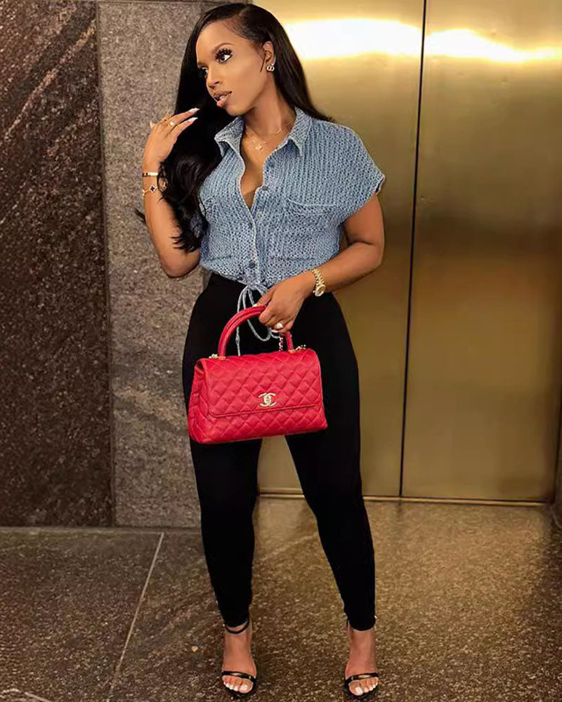 FOREVER MOOD DENIM TOP ONESIZE