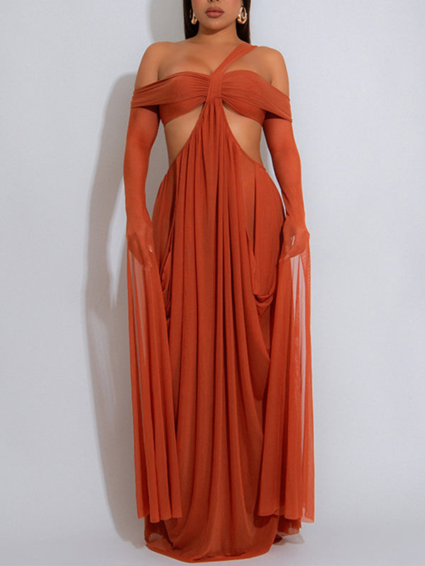 Transparentes Kleid mit schulterfreiem Ausschnitt