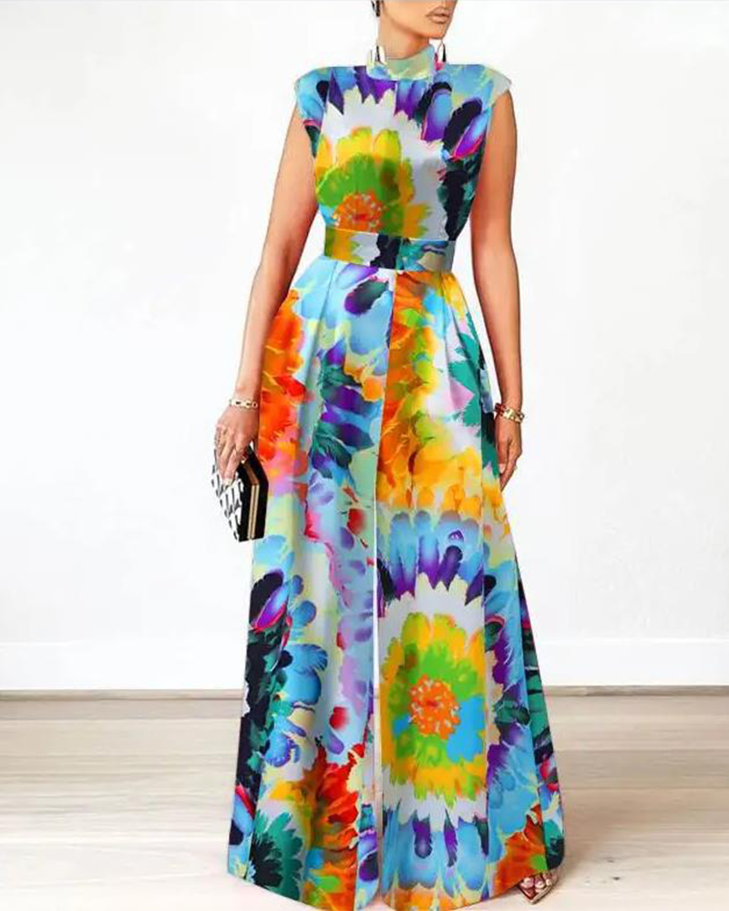 Rainbow Flower Jumpsuit BLUE
