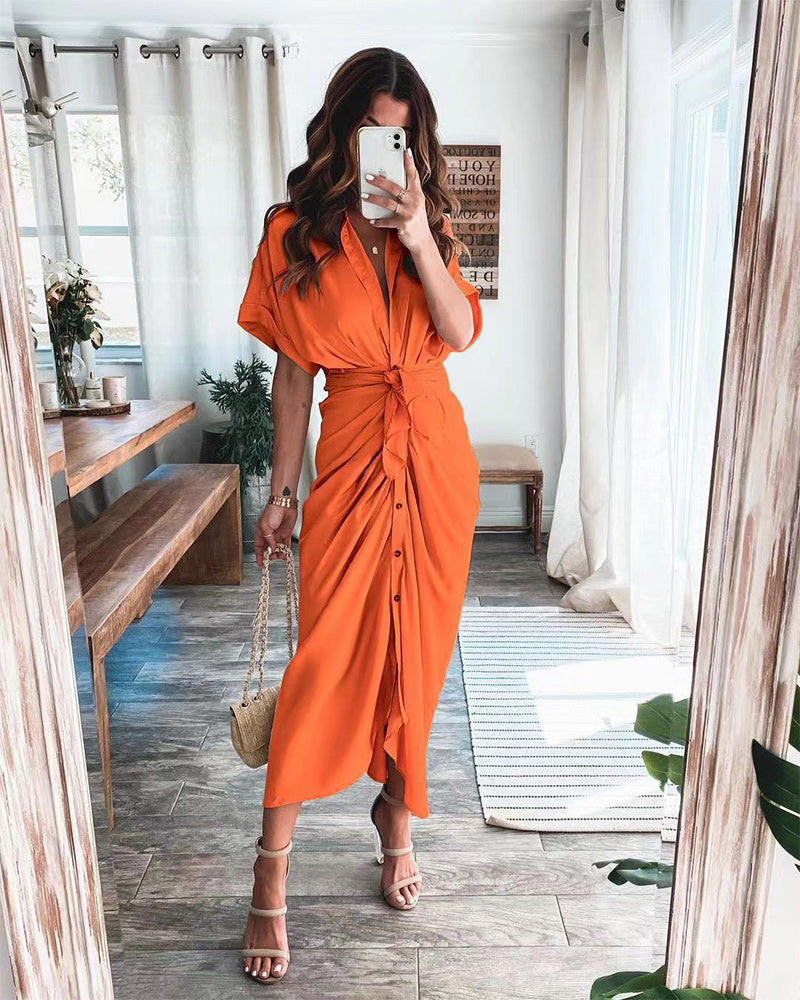 fashion style maxi dress Orange