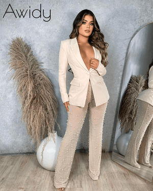 Gabrielle Pearl Mesh Pant Set