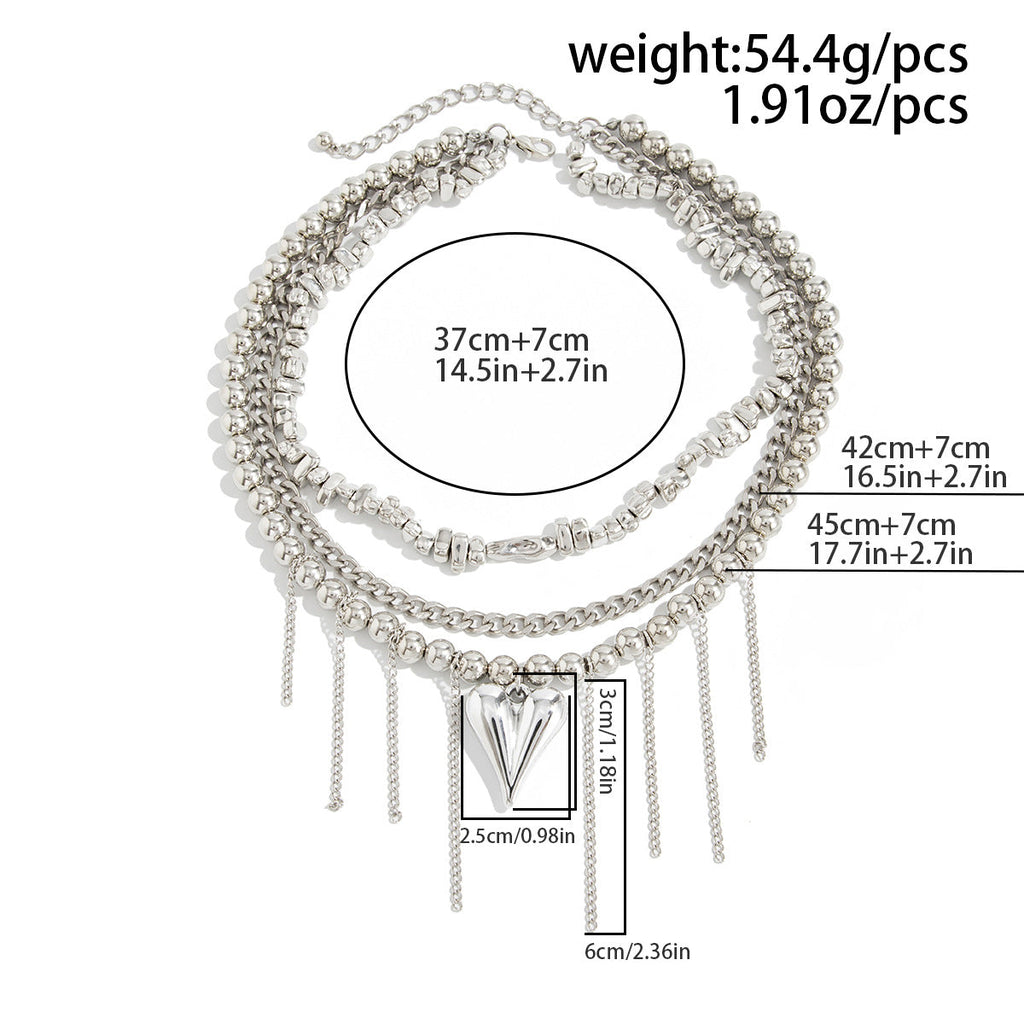 Beaded Fringe Heart Pendant Women's Necklace