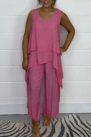 Solid Color Irregular Three piece Outfit