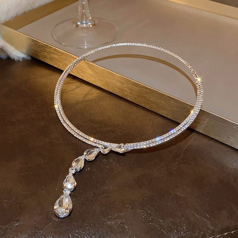 Zirconia Drop Choker Necklace
