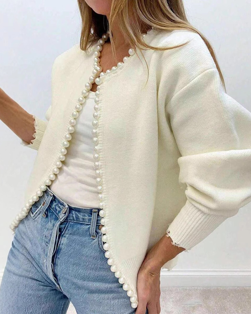 Pearl Trim Knit Sweater