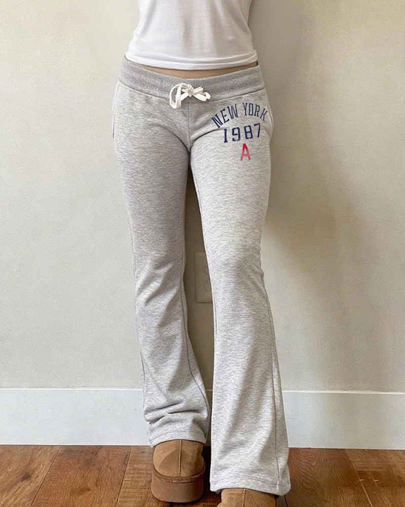 Vintage Letter Printed Flare Sweatpants
