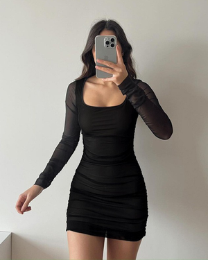 GraceGlam Sheer Sleeve Bodycon Dress