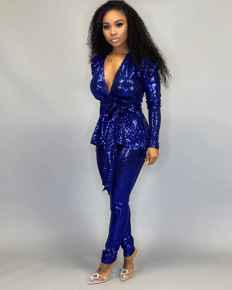 Holiday Peplum Pant set Blue