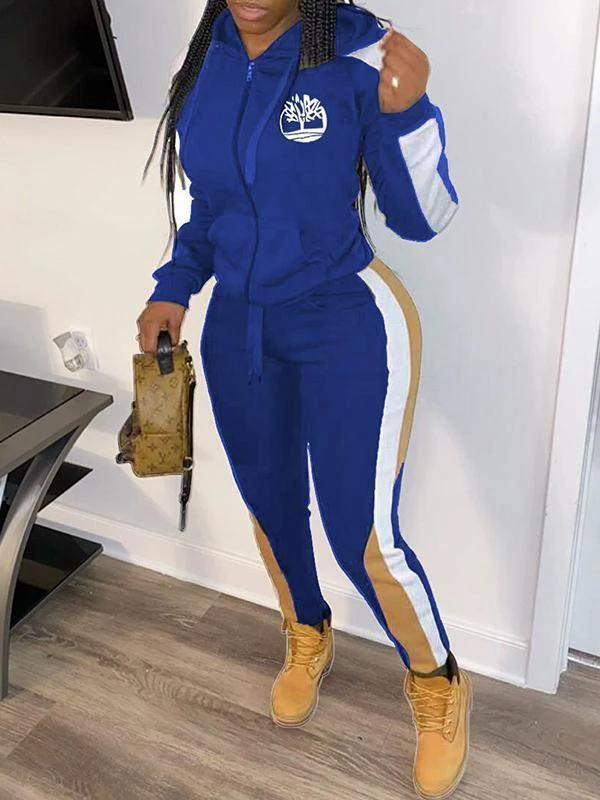 Set aus Kapuzenpullover und Hose mit Farbblock-Logo