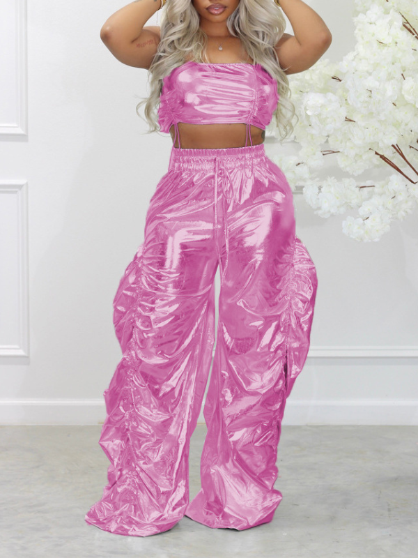 Ensemble haut tube et pantalon métalliques