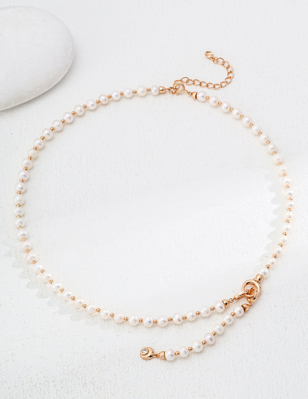 Natural Pearl Zirconia Vintage Necklace