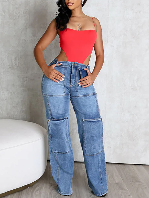 Jean droit détachable