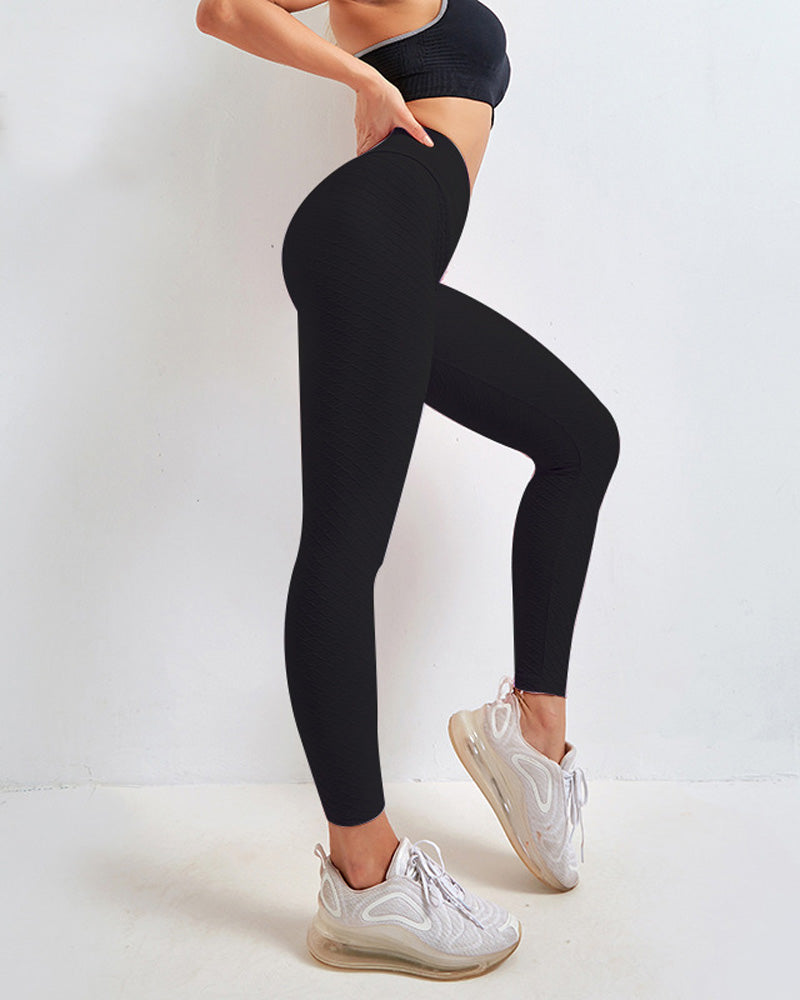 Crossover Butt Lifting Leggings BLACK