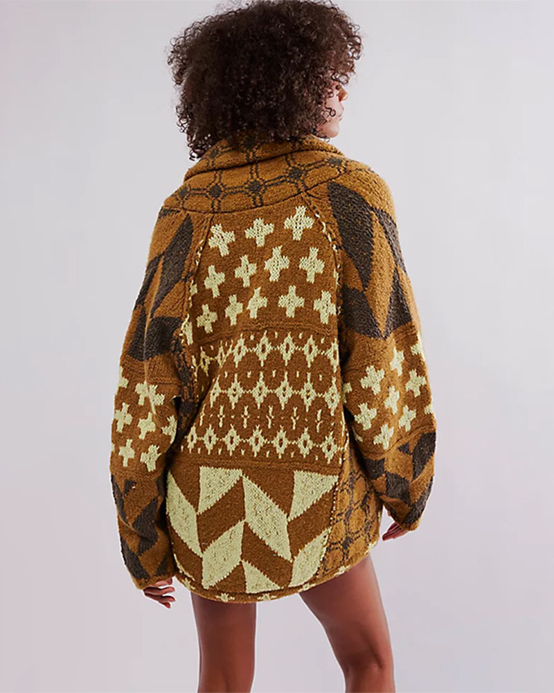 LooseFit Abstract Knit Cardigan