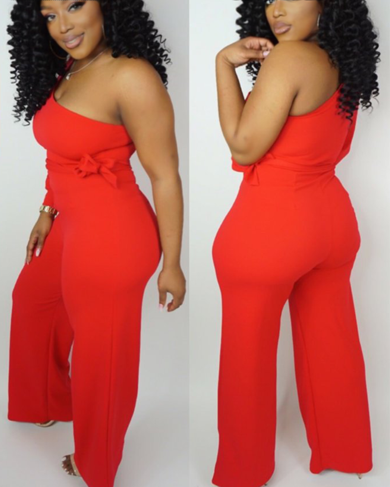 Never Say Never Romper RED