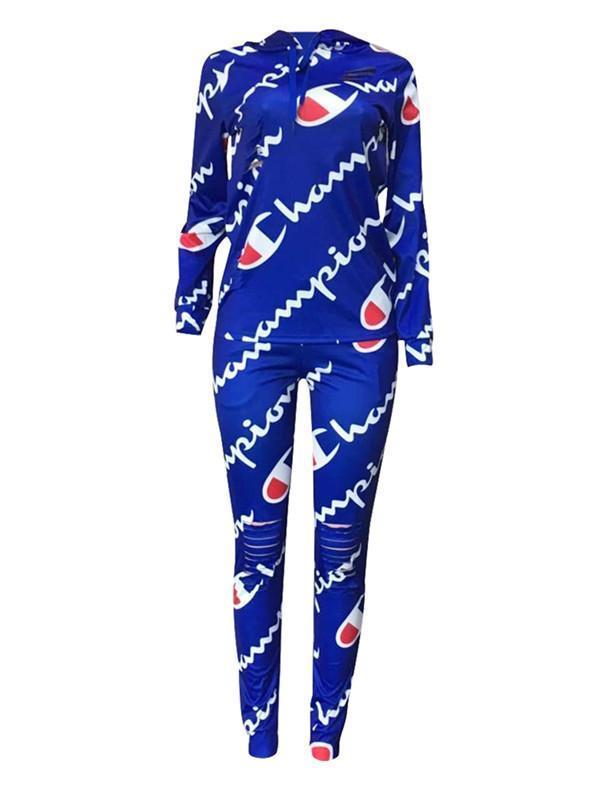 Logo Print Hoodie & Pants Set--Clearance