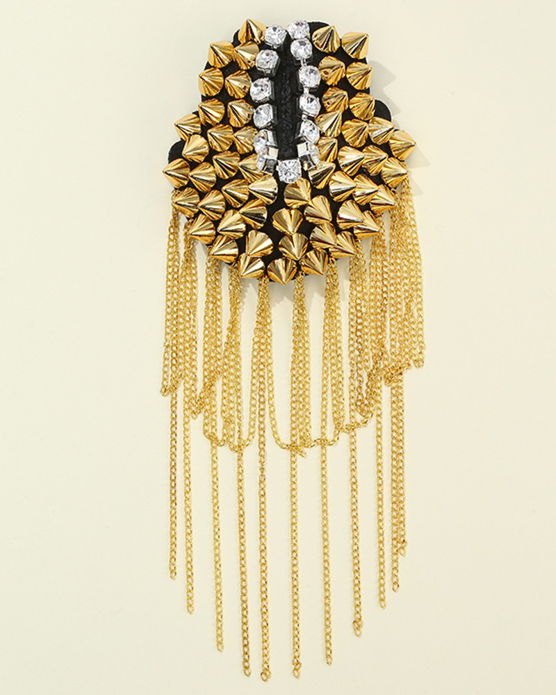 Diamonds Tassel Shoulder Boat Brooches Gold