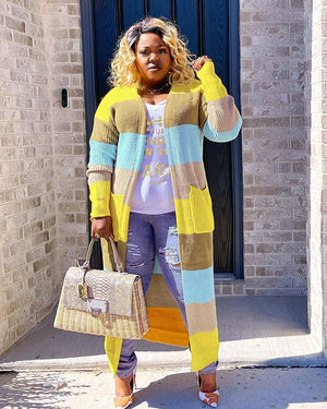 long sleeve cardigan sweater Yellow