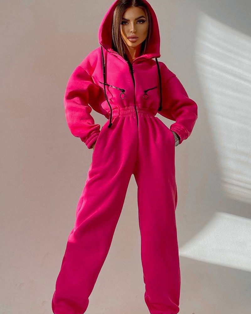 Sleek Silhouette Jumpsuit RoseRed