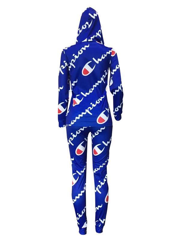 Logo Print Hoodie & Pants Set--Clearance