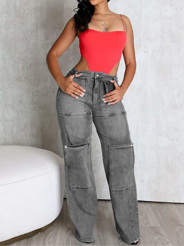 Jean droit détachable