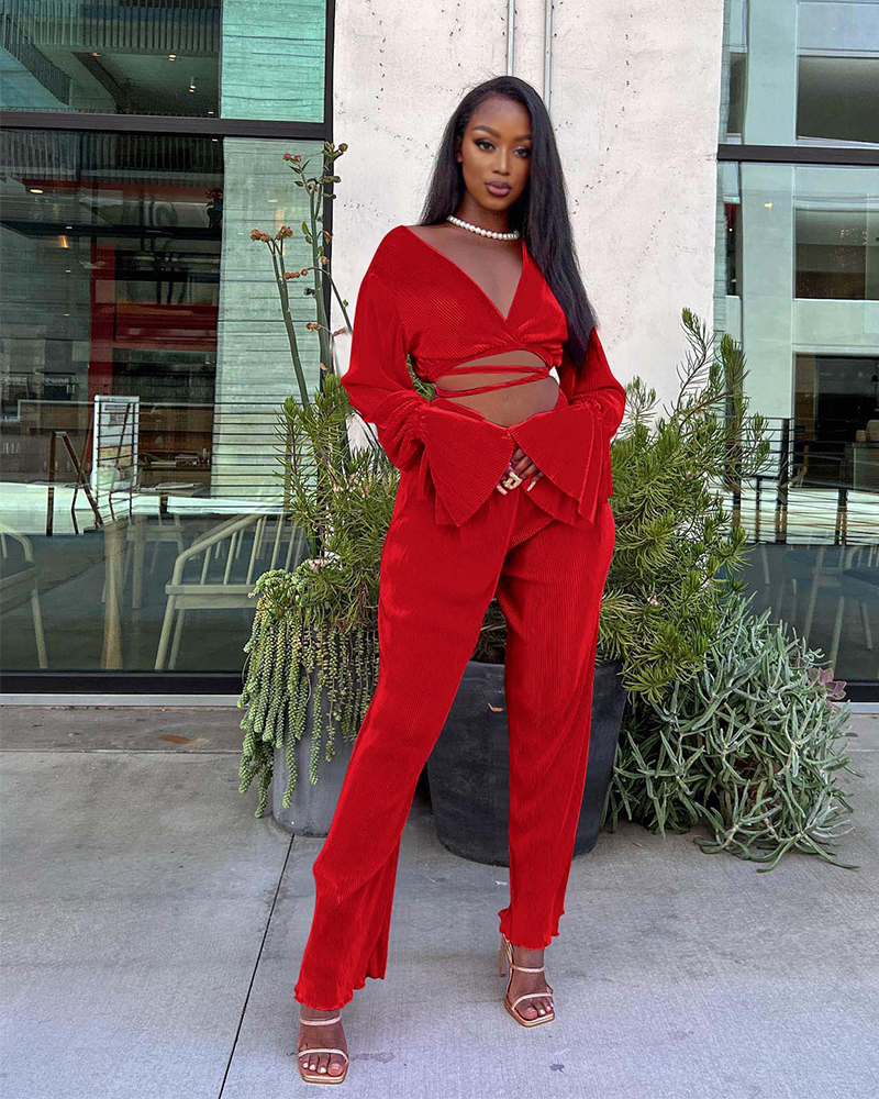 Laurien Pants Set Red