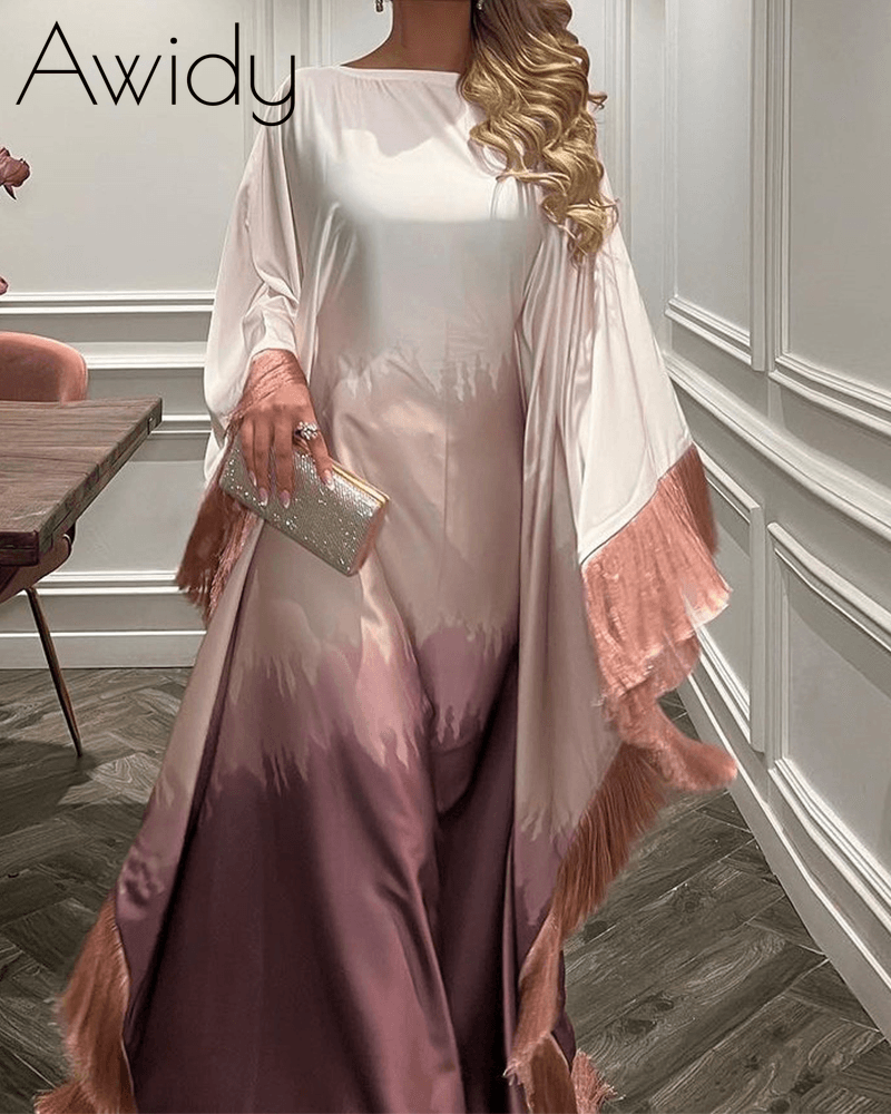 Printed Tassel Flow Abaya