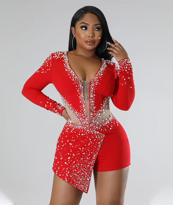 Crazy In Love Romper Red