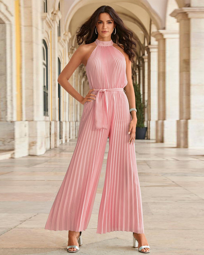 Cream Devonyal Pleated Jumpsuit L PINK