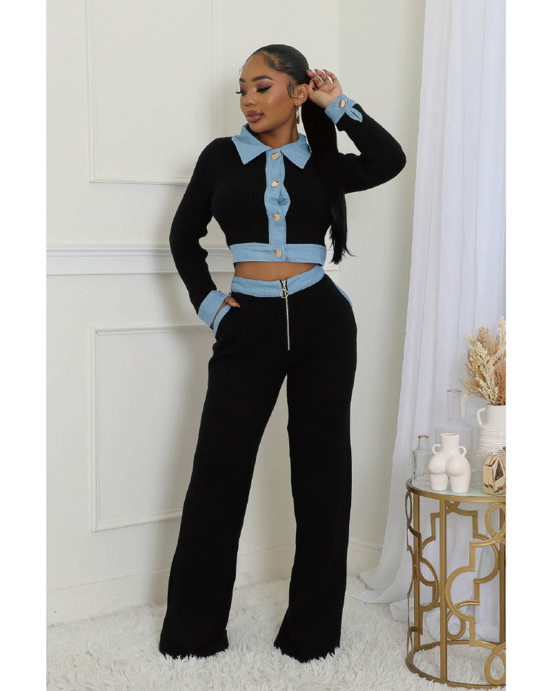 Chasing The Feeling Pants Set Black