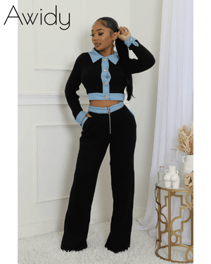 Chasing The Feeling Pants Set Black