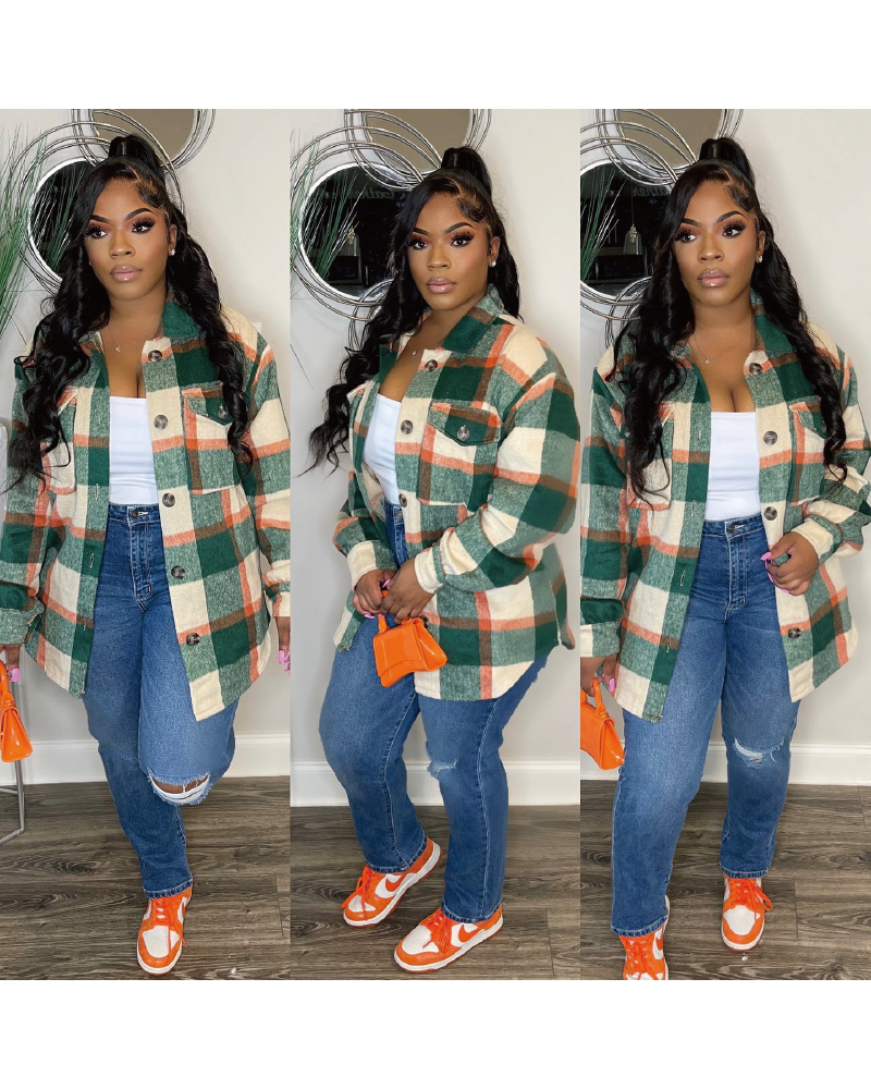 Hours Plaid Shacket Green