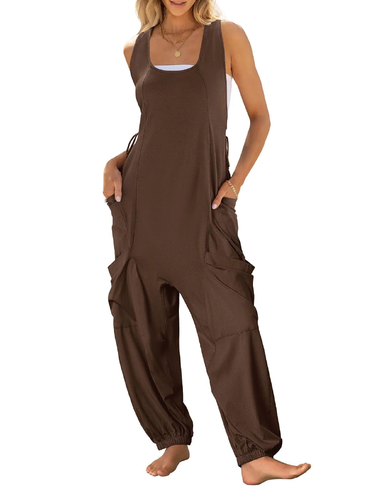 Baggy Harem Jumpsuits Brown