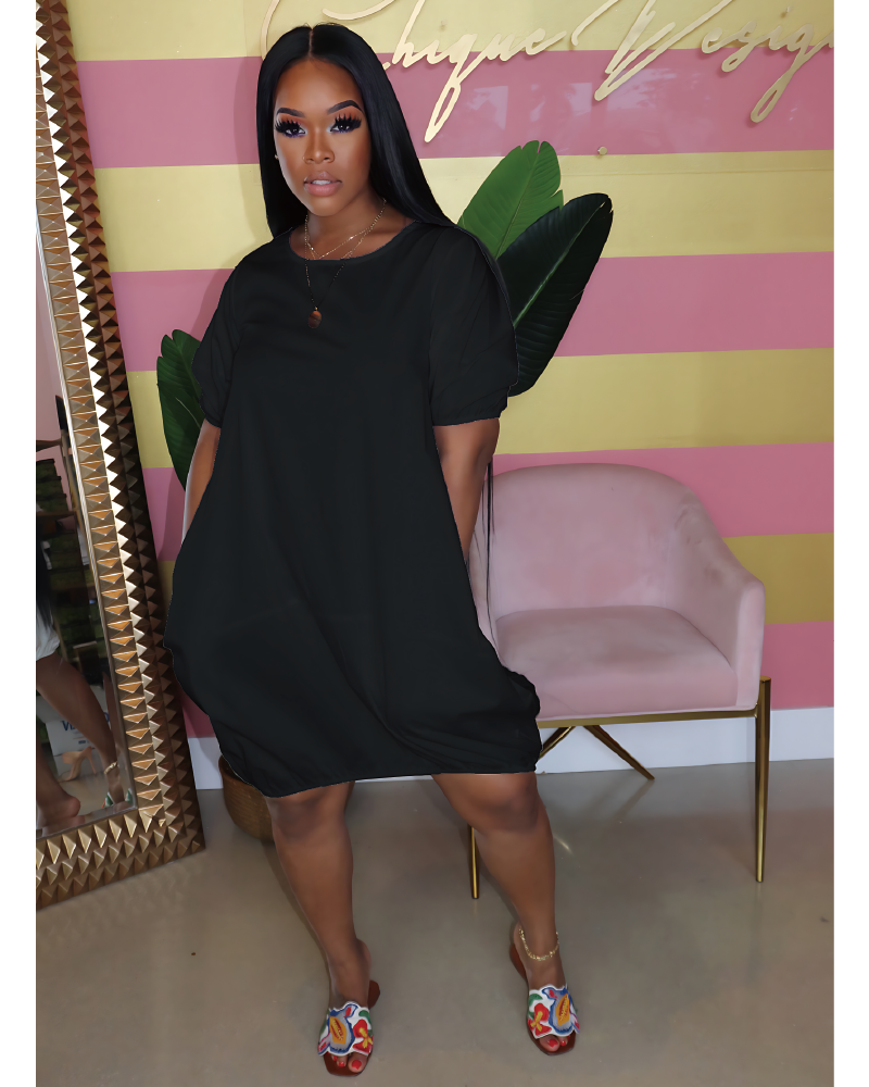 Oma bubble hem dress BLACK