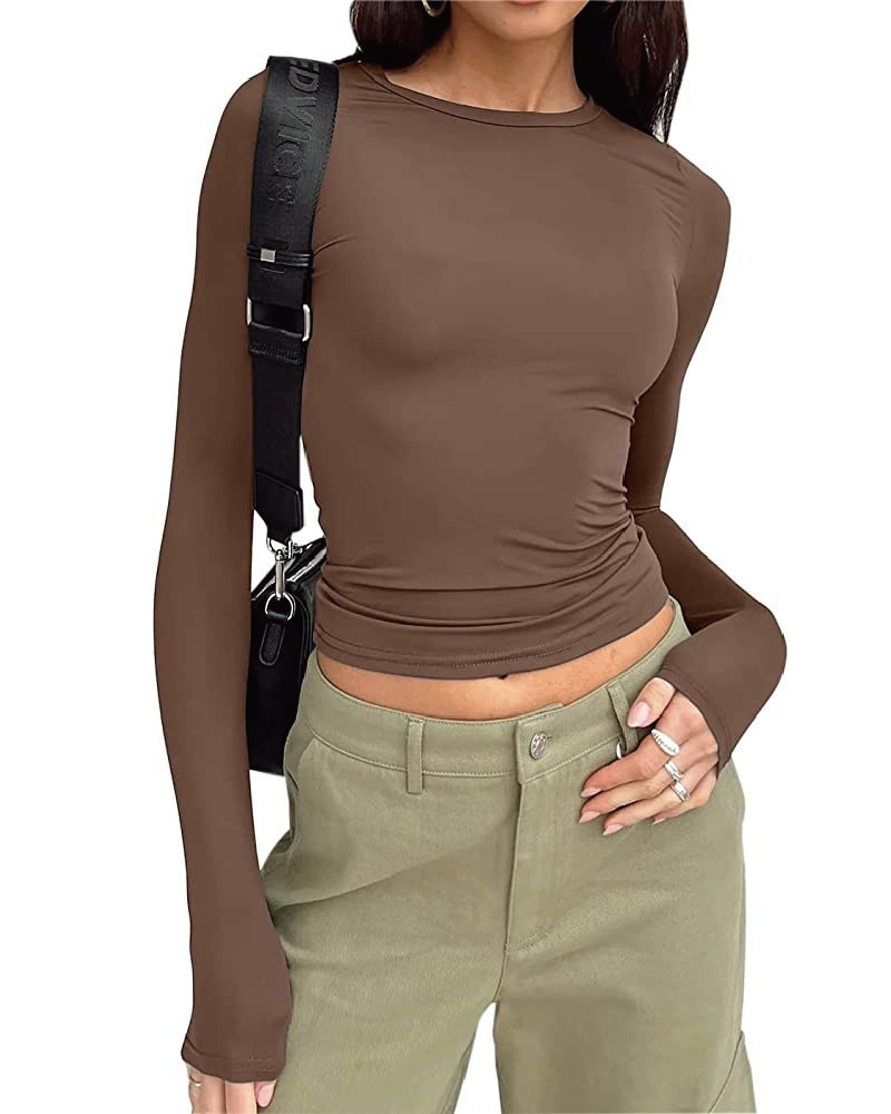 Fall Comfy Basic Top Brown