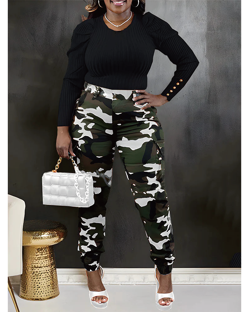 CADET CAMO CARGO JOGGERS Black