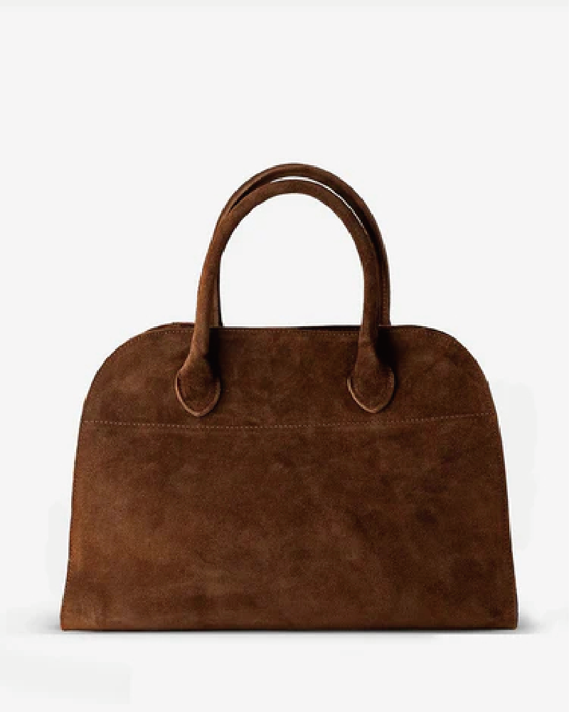 Alessia Suede Buckled Carryall Camel
